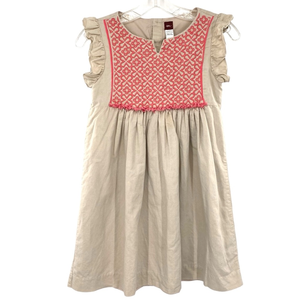 Tea Collection Embroidered Linen Blend Dress